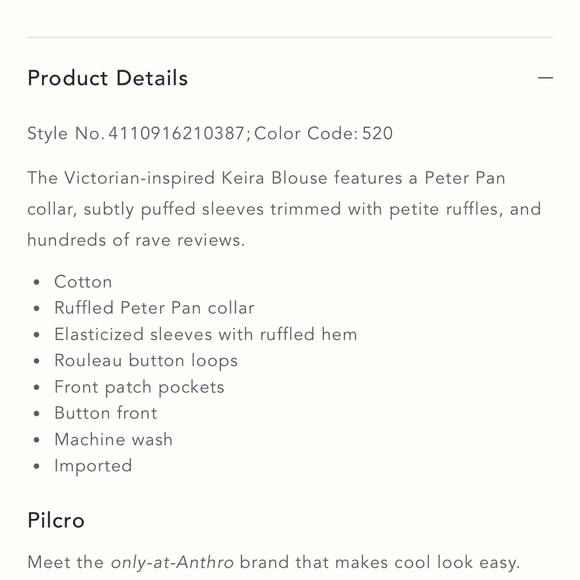 The Keira Collared Button-Front Blouse by Pilcro: Long-Sleeve Edition - Picture 8 of 10